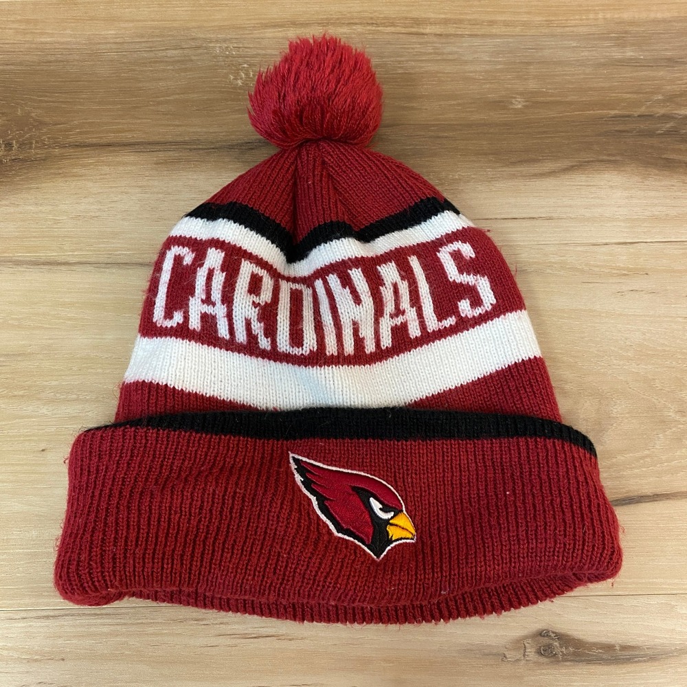 Arizona Cardinals NFL Team Apparel Beanie Hat Pom‎ Pom Red White Black OSFA